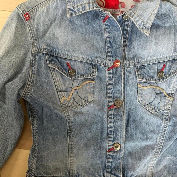Vintage Y2K Ecko Red Denim Jacket – Cropped Fitted Style Size M - Picture 5 of 8